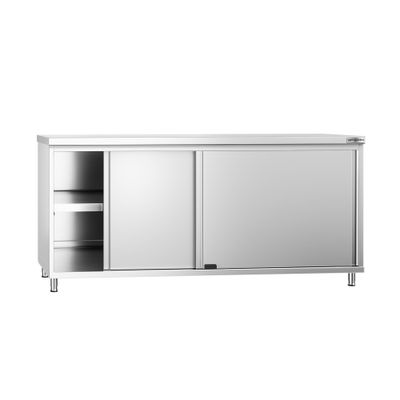 Edelstahl Arbeitsschrank PREMIUM - 1800x800mm - mit Schiebetür ohne Aufkantung