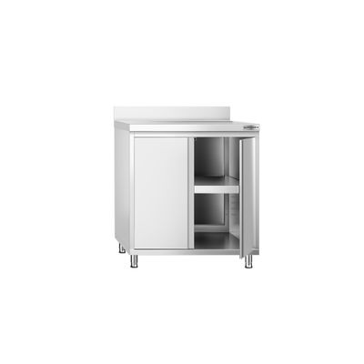 Edelstahl Arbeitsschrank PREMIUM - 800x700mm - mit Flügeltür & Aufkantung