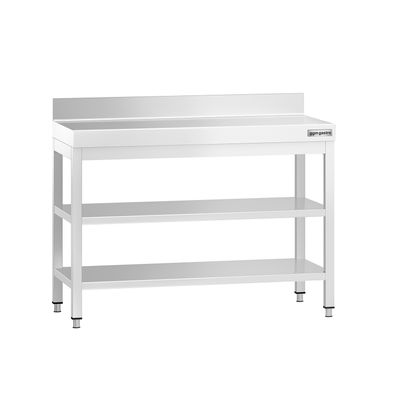 Edelstahl Arbeitstisch PREMIUM - 1000x600mm - mit Grundboden, Aufkantung & Zwischenboden