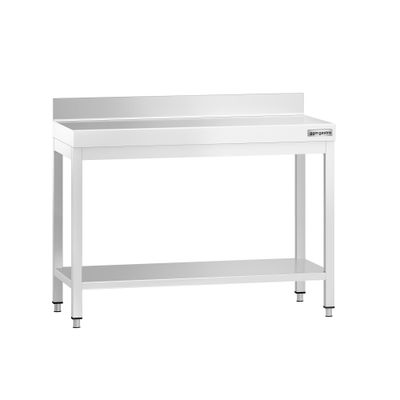 Edelstahl Arbeitstisch PREMIUM - 1000x700mm - mit Grundboden & Aufkantung