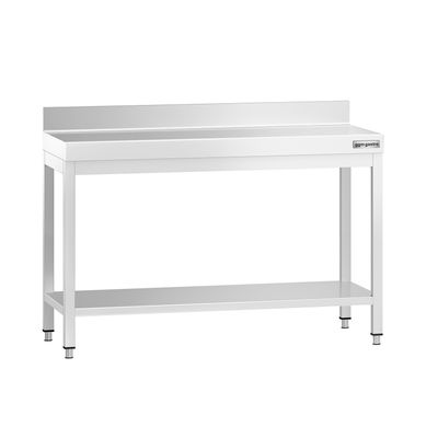 Edelstahl Arbeitstisch PREMIUM - 1200x700mm - mit Grundboden & Aufkantung