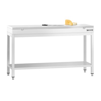 Edelstahl Arbeitstisch PREMIUM - 1500x800mm - mit Grundboden - inkl. Schneideplatte