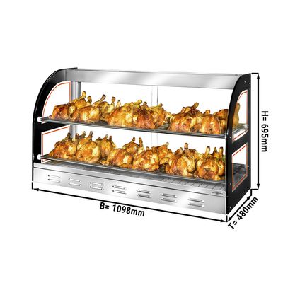 Display counter for chicken with pull-out cutting board