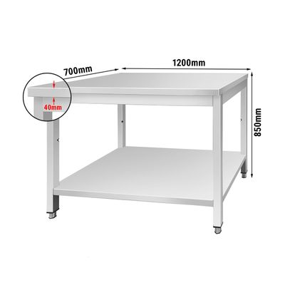 Radni stol od plemenitog čelika ECO - 1200x700 mm - Sa donjom pločom bez poleđine