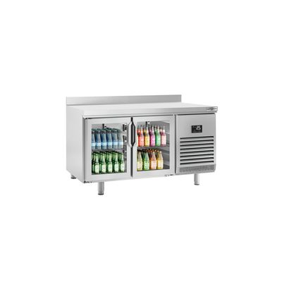 Kühltisch Premium PLUS - 1468x600mm - mit 2 Glastüren & Aufkantung