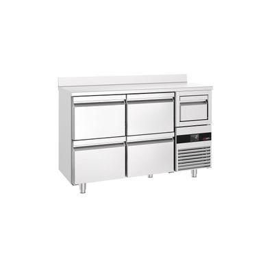 Bar- & Getränkekühltisch PREMIUM - 1580x600mm - 4 Schubladen, Aufkantung & Ausklopfer für Kaffee