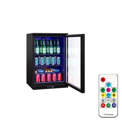 Barkühlschrank - 600mm - 130 Liter - mit 1 Glasflügeltür - Außen & Innen Schwarz