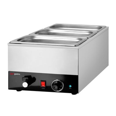 Elektro Bain-Marie - 1,2 kW - für GN 1/1 mit 150mm Höhe: - mit Ablasshahn