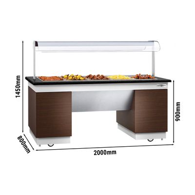Buffet counter - with bain-marie - 2000mm - with LED lighting - for 5x GN 1/1
