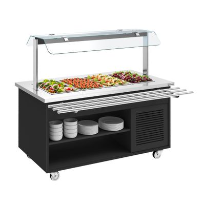 Buffetwagen kalt DANZIG - 1600mm - für 4x GN 1/1 - mit Tablettrutsche - Schwarz