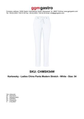 KARLOWSKY | Damen Chinohose Modern-Stretch - Weiß - Größe: 54