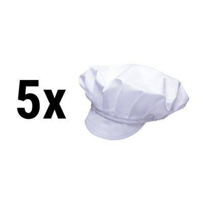 (5 шт) Женская кепка повара - цвет: белый 
