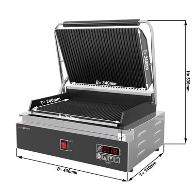 Kontaktni roštilj - 2,2 kW - Digitalno upravljanje - Gornja & Donja ploča rebrasta - Površina roštilja: 350x240 mm