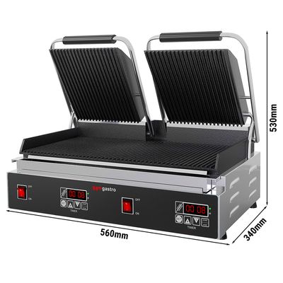 Contact grill - 3.6 kW - Digital - Grooved top & bottom - Grill surface: 480x230mm