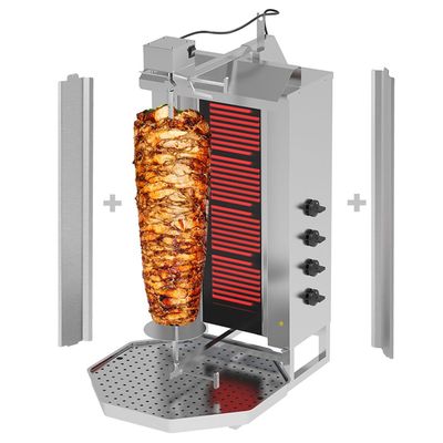 Elektro Gyros-/ Dönergrill - 4 Brenner - max. 60 kg - inkl. 2 Flügeltüren