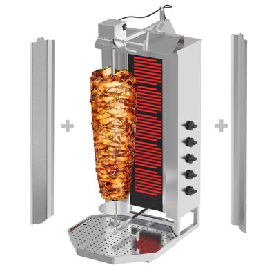 Elektro Gyros-/ Dönergrill - 5 Brenner - max. 80 kg - inkl. 2 Flügeltüren