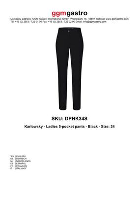 KARLOWSKY | Damen 5-Pocket-Hose - Schwarz - Größe: 34