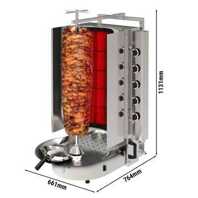 Gyros/ kebab grill - 10 égő - Robax üveggel - max. 90 kg