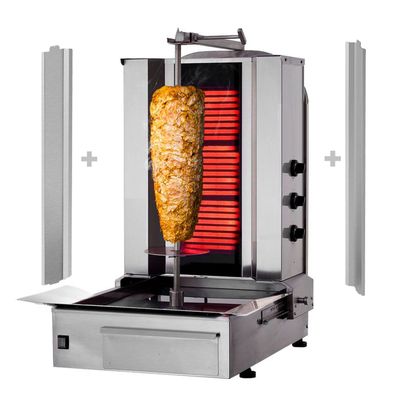 Elektro Gyros-/ Dönergrill - 3 Brenner - max. 40 kg - inkl. 2 Flügeltüren