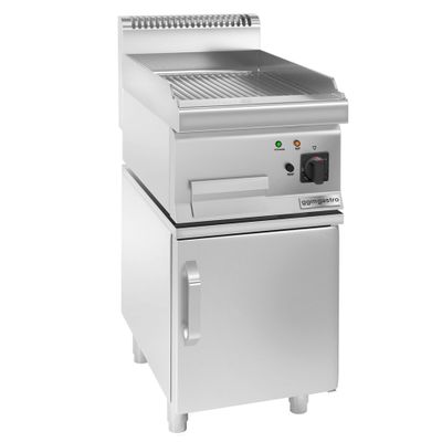 Elektro Bratplatte - 4,5 kW - Gerillt - inkl. Unterbau mit 1 Tür