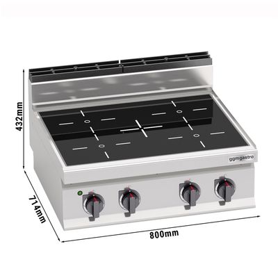 Cuisinière à induction - 14 kW - 4 plaques de cuisson