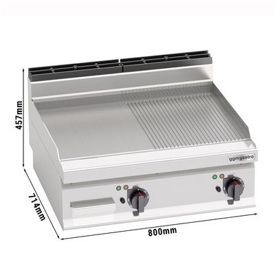 Electric griddle - 9.6 kW - Smooth & grooved