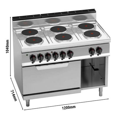 Electric stove 6xPlatten (15.6 kW) + static electric oven (7.5 kW)