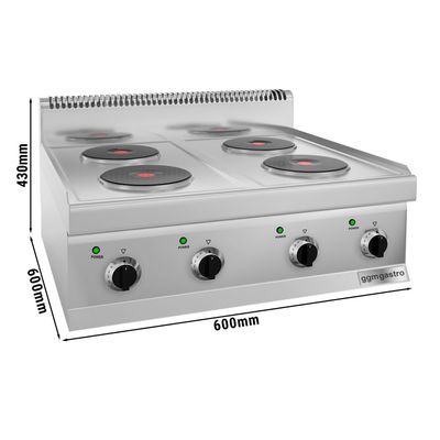 Elektrische kookplaat - 8 kW - 4x platen Rond