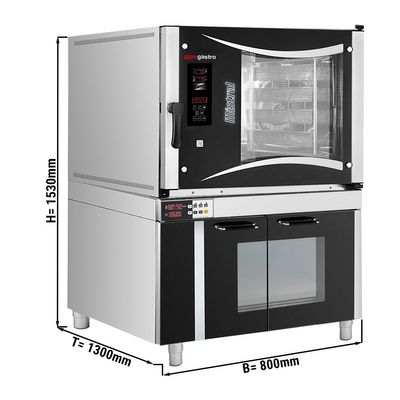 Commercial Bakery Electric Convection Oven - Digital - 5x EN 80x40 - incl. proofing cabinet,