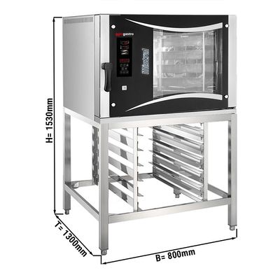 Commercial Bakery Electric Convection Oven - Digital - 5x EN 80x40 - incl. base frame, sheet holder