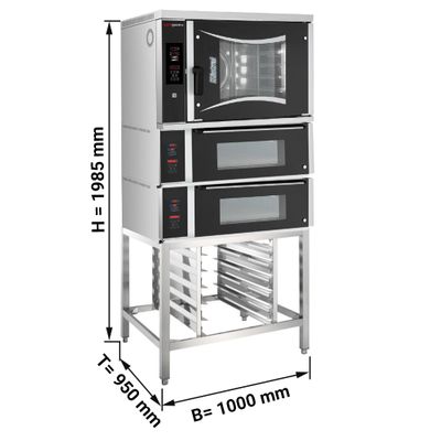 Pekarska električna konvekcijska pećnica - digitalna - 6x EN 60x40 - uključujući 2 peći za pizzu, postolje