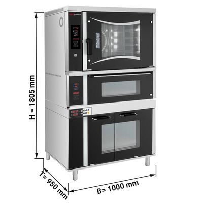 Pekarska električna konvekcijska pećnica - digitalna - 6x EN 60x40 - uklj. peći za pizzu, postolje, aparat za kuhanje