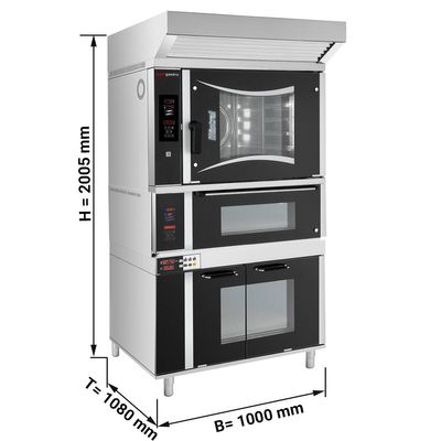 Pekarska električna konvekcijska pećnica - digitalna - 6x EN 60x40 - uklj. peći za pizzu, aspirator, pećnicu