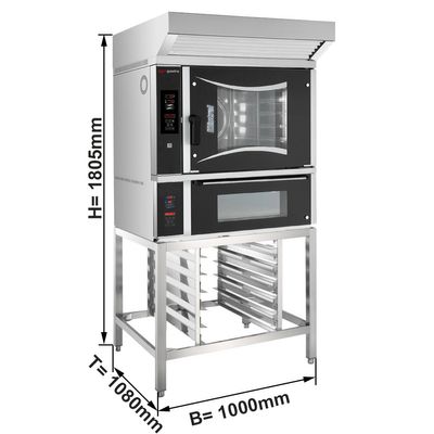 Pekarska električna konvekcijska pećnica - digitalna - 6x EN 60x40 - uključujući pećnice za pizzu, aspirator, postolje