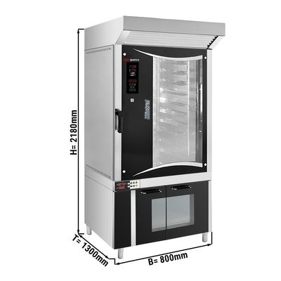 Bakery Electric Convection Oven - Digital - 10x EN 80x40 - incl. Hood, Proofing Cabinet