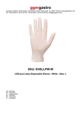 (100 Stück) Latex Einweghandschuhe - Weiß - Größe: L
