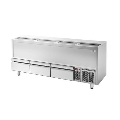 Flaschenkühltruhe - Edelstahl - 620 Liter - mit 3 Schubladen