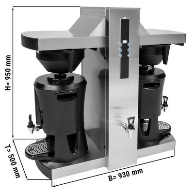 Filterkaffemaskin med utmatning av hett vatten - 2x 5 liter | Kaffeautomat | Kaffebryggare | Perkulator | Serveringsstation