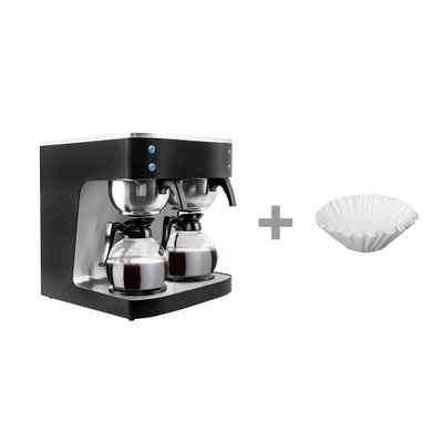 Filterkaffeemaschine - 2x 1,8 Liter - 4 kW - mit 4 Warmhalteplatten - inkl. 2 Glaskannen