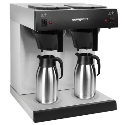 Filterkaffeemaschine - 2x 2 Liter - 3,3 kW - mit 2 Warmhalteplatten - inkl. 2 Isolierkannen á 2 Liter