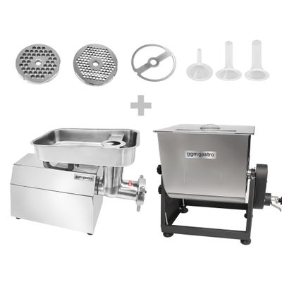 Elektrischer Fleischmischer 22 - 28 Liter - 25 kg - 1,2 kW - inkl. Fleischwolf - 450-480 kg/h