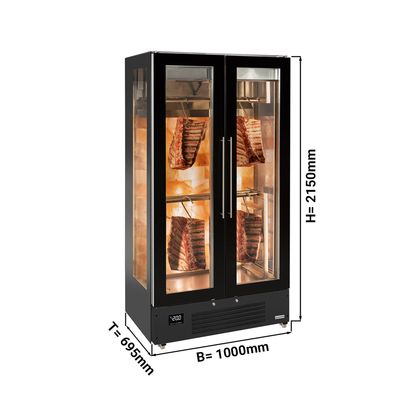 Gabinete de maturação de carne de envelhecimento a seco - 1,0 x 0,69 m - com 2 portas de vidro