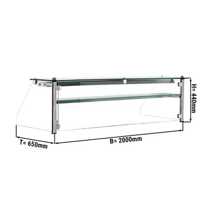 Glass showcase with 1 shelf - 2.0 m
