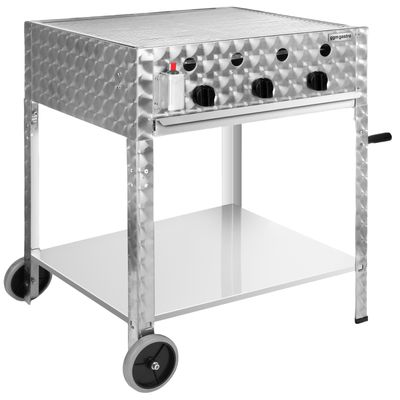 Gasgrill - 10 kW - 3 Brenner - inkl. mobilem Untergestell, Grillrost & Blech