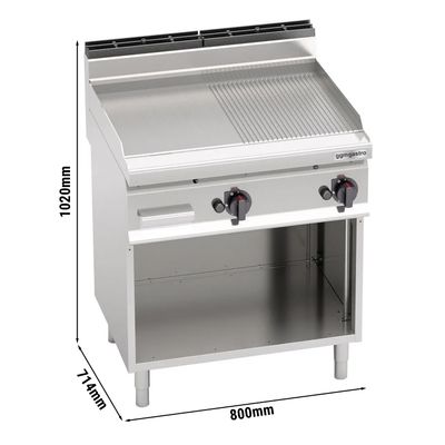 Plinska grill ploča - Kombinacija glatke & rebraste površine (13,8 kW)