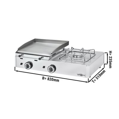 Gas grill frying plate - 0.82 m - incl. gas stove