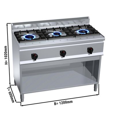 Gas cooker with 3 burners