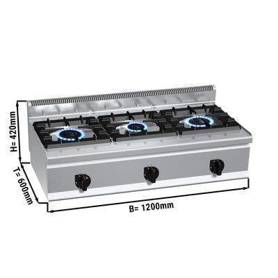 Gas cooker with 3 burners 