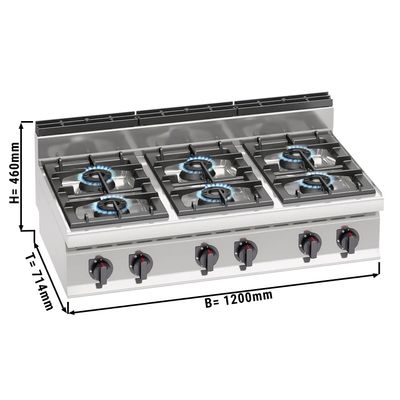 Gas cooker with 6 burners (42 kW)