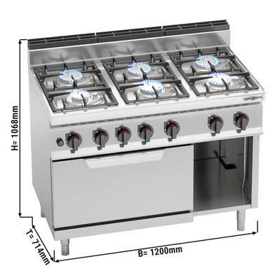 Gas Stove with 6 Burners (33.5 kW) + Electric Oven - Static (7.5 kW)